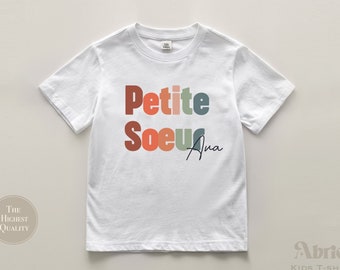 Petite Soeur  Toddler Shirt - French Silbling Natural Infant - Pregnancy Reveal Shirt -Custom Little Sister  - Name Shirt