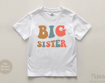 Retro Big SIster Toddler Shirt - Cute Retro Big Sister Kids Shirt - Natural Big Sister Toddler Tee