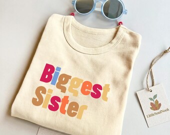 Big Sister Shirt Big Sister | Pregnancy Announcement Tee | Personalized Big Sister Gift | Minimalist 100% Cotton Sibling Reveal Shirt | Boho Tee