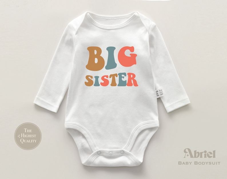 Retro-Big-Sister-Kleinkind-Shirt süßes Retro-Big-Sister-Kinder-Shirt natürliches Big-Sister-Kleinkind-T-Shirt Bild 3