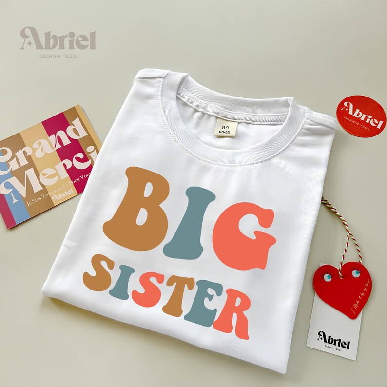 Retro-Big-Sister-Kleinkind-Shirt süßes Retro-Big-Sister-Kinder-Shirt natürliches Big-Sister-Kleinkind-T-Shirt Bild 10