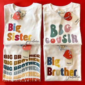 Big Brother Toddler Shirt French Silbling Natural Infant Pregnancy Reveal Shirt Custom Big Brother Name Shirt image 10