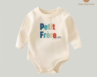 Little Brother Shirt | Little Brother Announcement Tee | Personalized Little Brother Gift | Minimalist 100% Cotton Sibling Reveal Shirt|Boho Kids Tee