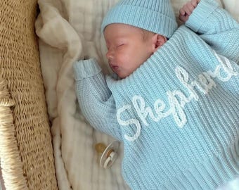 Personalized Baby Sweater - Handmade Infant Pullover - Personalized Toddler Knit Jumper - Embroidered Name Sweatshirt