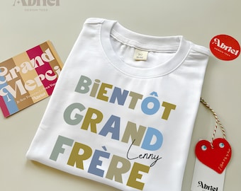 Bientôt Grand Frère Toddler Shirt - Futur Big Brother Kids Tee -Pregnancy Announcement Toddler Tee