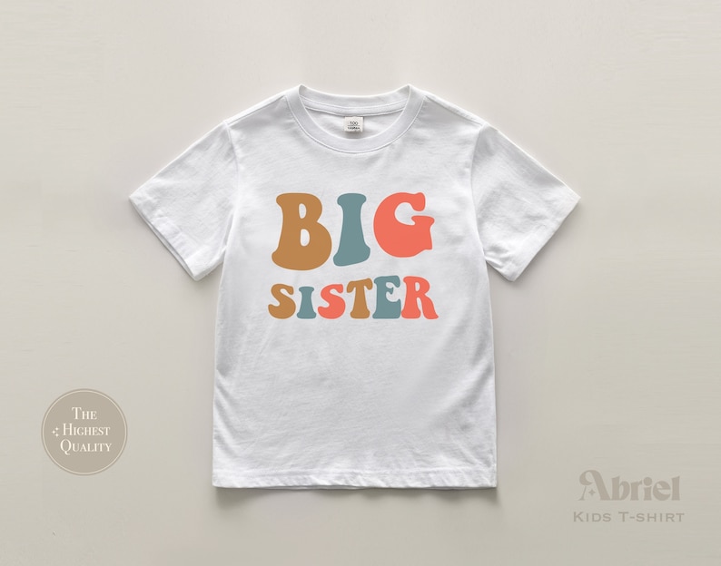 Retro-Big-Sister-Kleinkind-Shirt süßes Retro-Big-Sister-Kinder-Shirt natürliches Big-Sister-Kleinkind-T-Shirt Bild 1