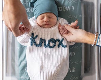 Personalized Baby Sweater - Handmade Infant Pullover - Personalized Toddler Knit Jumper - Embroidered Name Sweatshirt