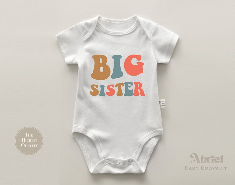 Retro-Big-Sister-Kleinkind-Shirt süßes Retro-Big-Sister-Kinder-Shirt natürliches Big-Sister-Kleinkind-T-Shirt Bild 2