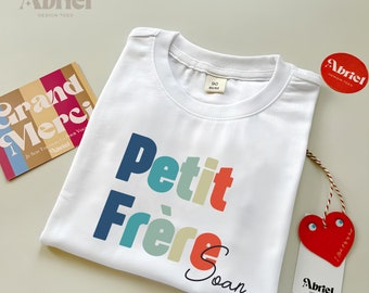 Petit Frère Toddler Shirt - French Silbling Natural Infant - Pregnancy Reveal Shirt -Custom Little Brother - Name Shirt