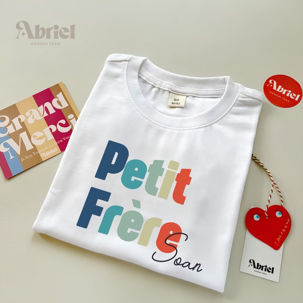 Petit Frère Toddler Shirt - French Silbling Natural Infant - Pregnancy Reveal Shirt -Custom Little Brother - Name Shirt