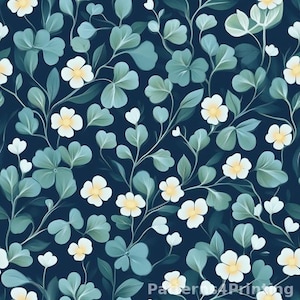 Digital Pattern Print Floral Design in Soft Blue and Cream Seamless Print for Fabric Wallpaper Home Decor