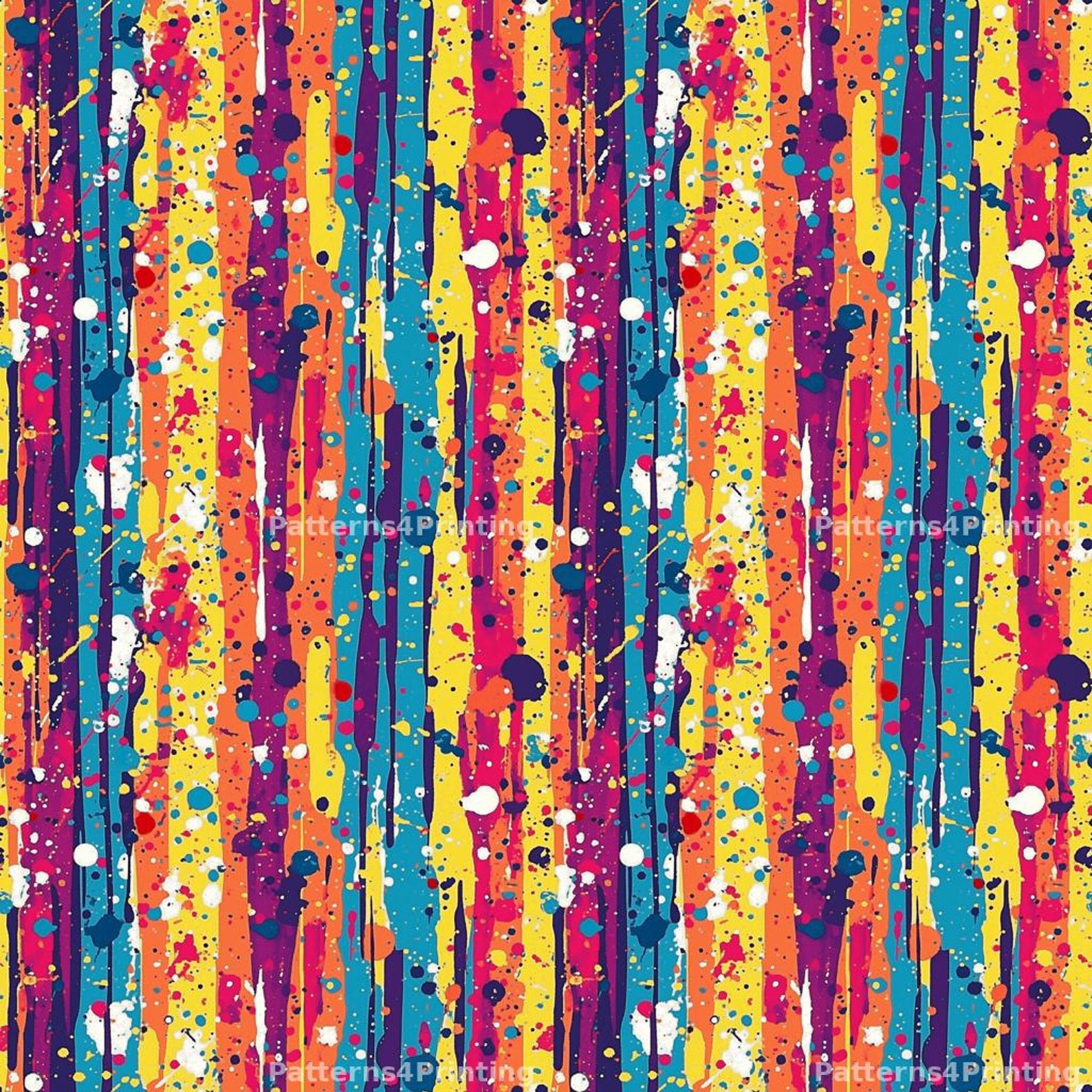 Bold Colorful Splatter Digital Pattern Print Seamless Design for Fabric ...