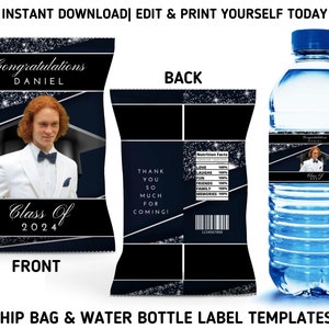 2024 Graduation Chip Bag & Water Bottle Labels Template Bundle