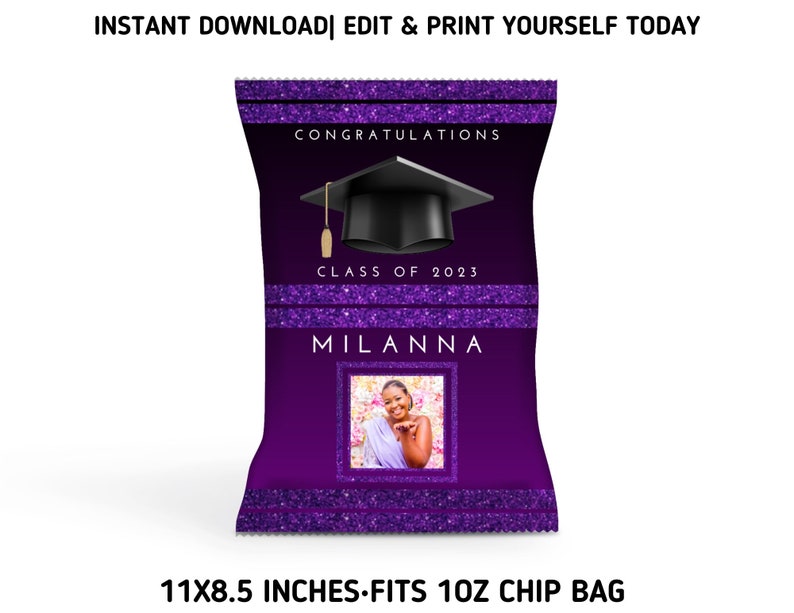Purple Sparkle Grad Party Template Bundle Class of 2023 Chip Etsy Purple Sparkle Grad Party Template Bundle Class of 2023 Chip Etsy