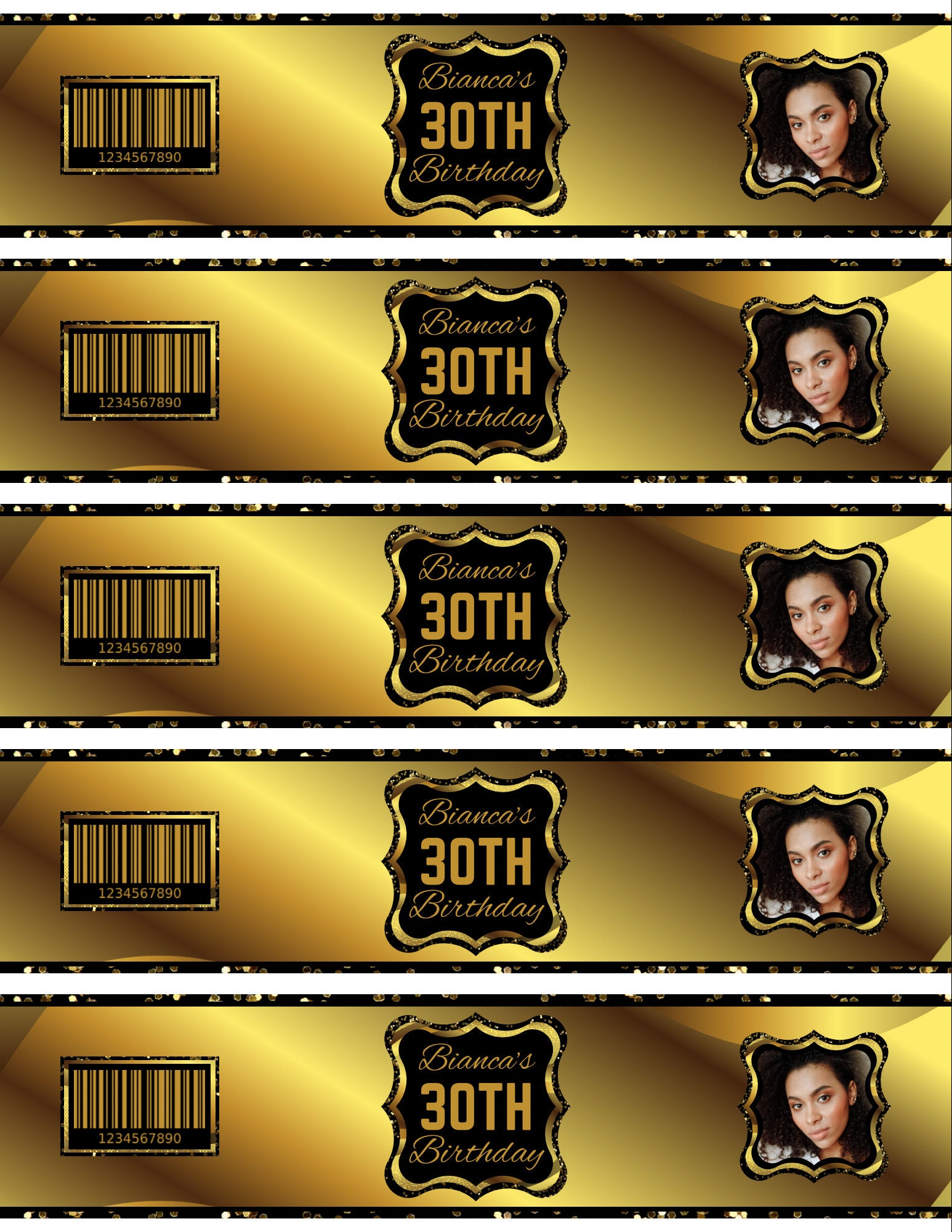 Black and Gold Glitter Birthday Party Template Bundle Gold - Etsy