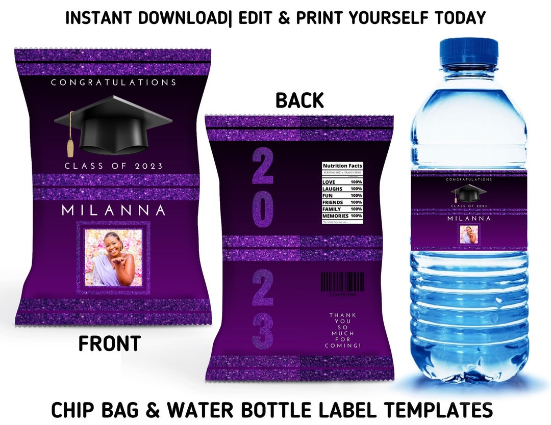 Purple Sparkle Grad Party Template Bundle Class of 2023 Chip Etsy Purple Sparkle Grad Party Template Bundle Class of 2023 Chip Etsy