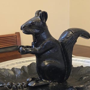 Vintage Cast Aluminum Squirrel Nutcracker, Leaf Tray Catchall, Woodland Decor