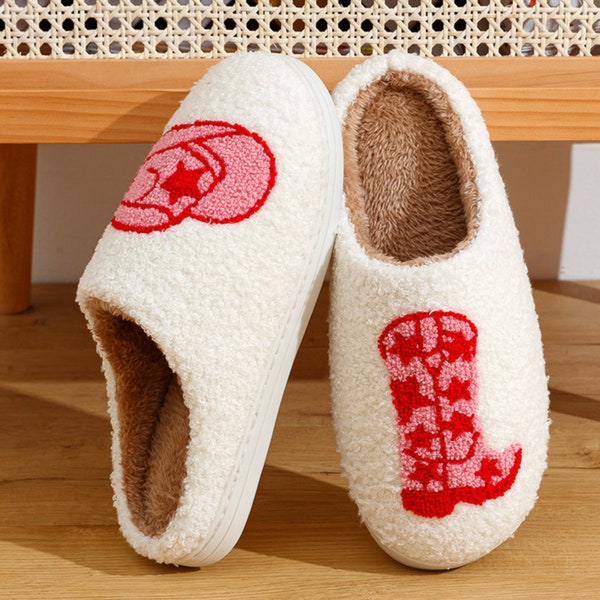 Cute Cowgirl Slippers-Gifts For Her-Fluffy and Cozy Slippers-Birthday Gifts For Her- Women's Slides-Comfy Slides-Cute Slides for Women
