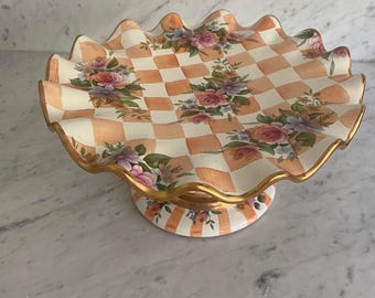 MacKenzie-Childs Vintage Orange Marmalade Cake Stand - Honeymoon line (discontinued)