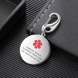 Custom Medical Alert Keychain, Stainless Steel Keychain Engraving Medical ID Tag, Medical Keychain case of Emergency