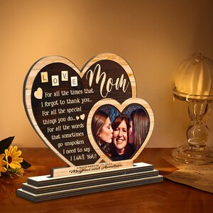 Personalized Photo Wood Ornament, Picture Frame, Mothers Day Gift, Wood photo printing Gift for Mum, Custom Home Decor for Her