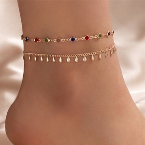 Dainty & Minimalist Dangling Tear Drop Ankle Bracelet for Women - Minimalist Chain Anklet for Summer Vacation - Bridesmaid’s Gift