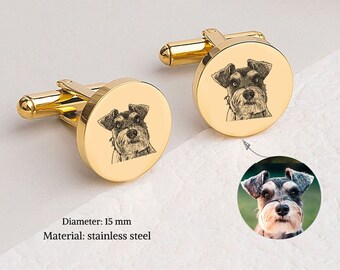 Pet Portrait Cufflinks, Custom Cuff Links, Pet Memorial Cuff Links, Groom Gift from Bride on Wedding Day, Personalized Wedding Gift For Him