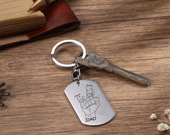 Personalized Dad Keychain with Engraving, Custom Kids Name Keychain Gift for Dad, Photo Key Ring Gift From Son,Custom Dad Keychain