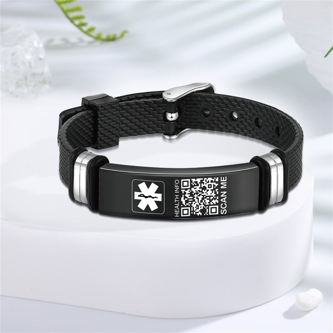 QR Code Medical Alert Bracelet Waterproof ID Bracelet PU & Etsy