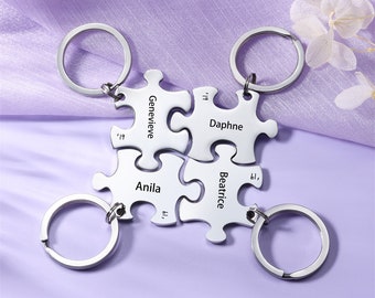 Ensemble de porte-clés de pièce de puzzle personnalisé, porte-clés de puzzle pour couple, souvenir d’anniversaire, cadeau de porte-clés de puzzle familial