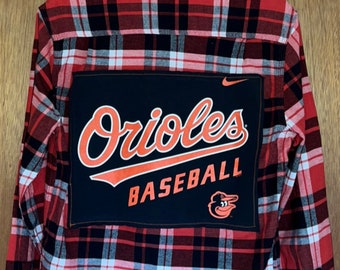 Baltimore Orioles Upcycled Flannel Shirt Size Small 