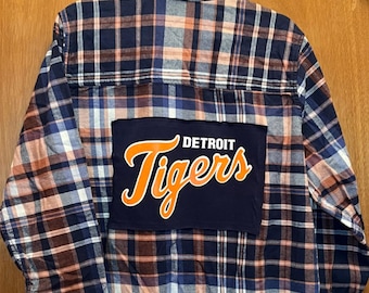 Camisa de franela reciclada de los Detroit Tigers, talla XXL para mujer