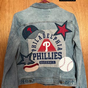 Upcycled Philadelphia Phillies Denim Jacket size L