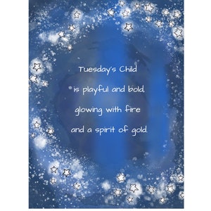 TUESDAY&#39;S CHILD Rhyme: Kinderzimmer Dekor mit Vers für Kinder, die am DIENSTAG geboren wurden