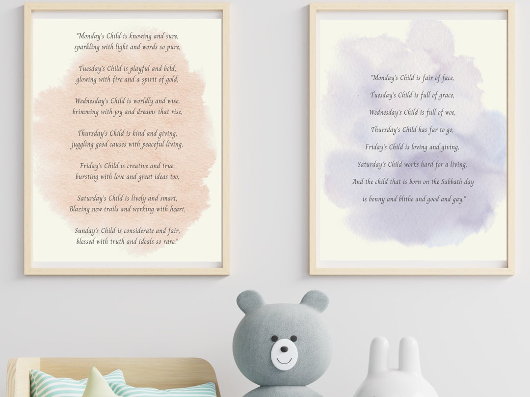NURSERY RHYME Wall Art Printable Set Baby Astrology Gift Etsy