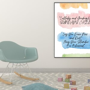 LULLABY & Goodnight, SUNDAY&#39;S CHILD: Nursery Rhyme Song Instant Printable Wall Art For Any Room Décor, Best New Baby Gift, Gender Neutral