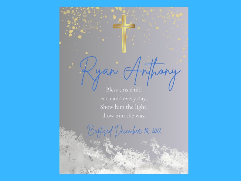 Personalized BAPTISM Printable for BOY With Inspiring Prayer, Perfect ...