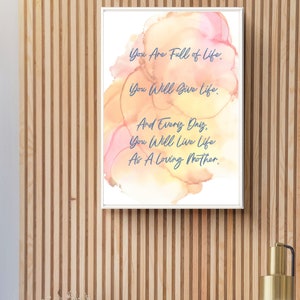 BLESSING for Moms-to-Be Printable Wall Art, Best Gift for Baby Showers, Blessingways, and Blessing Ceremonies, Stunning Watercolor Design