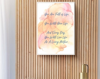 BLESSING for Moms-to-Be Printable Wall Art, Best Gift for Baby Showers, Blessingways, and Blessing Ceremonies, Stunning Watercolor Design