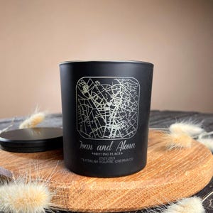 PERSONALIZED SOY CANDLE |6.5 oz| engagement map candle for the couple