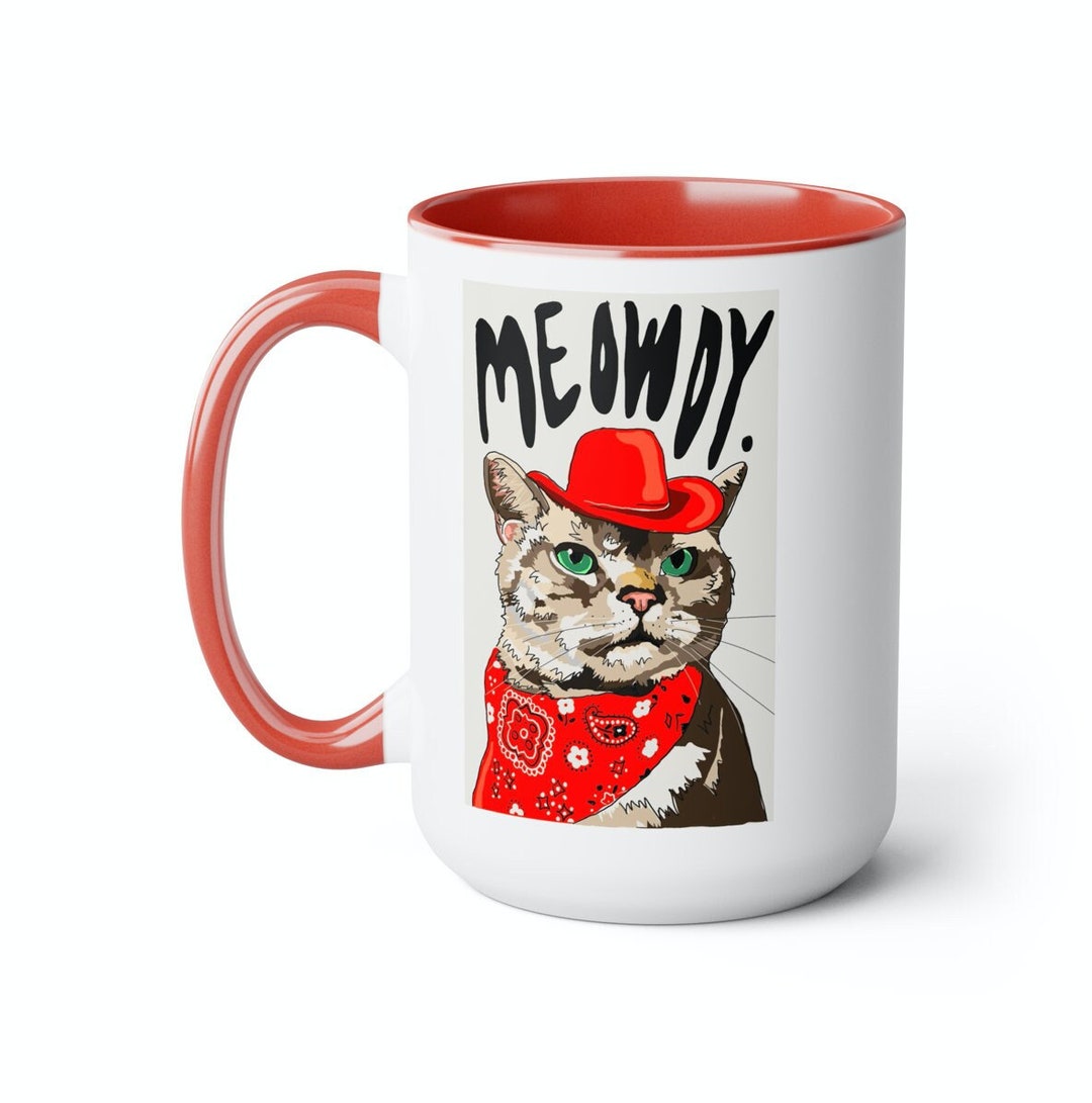 Meowdy Cat Mug, Howdy Cowboy Cat Art, Funny Cat Gift - Etsy