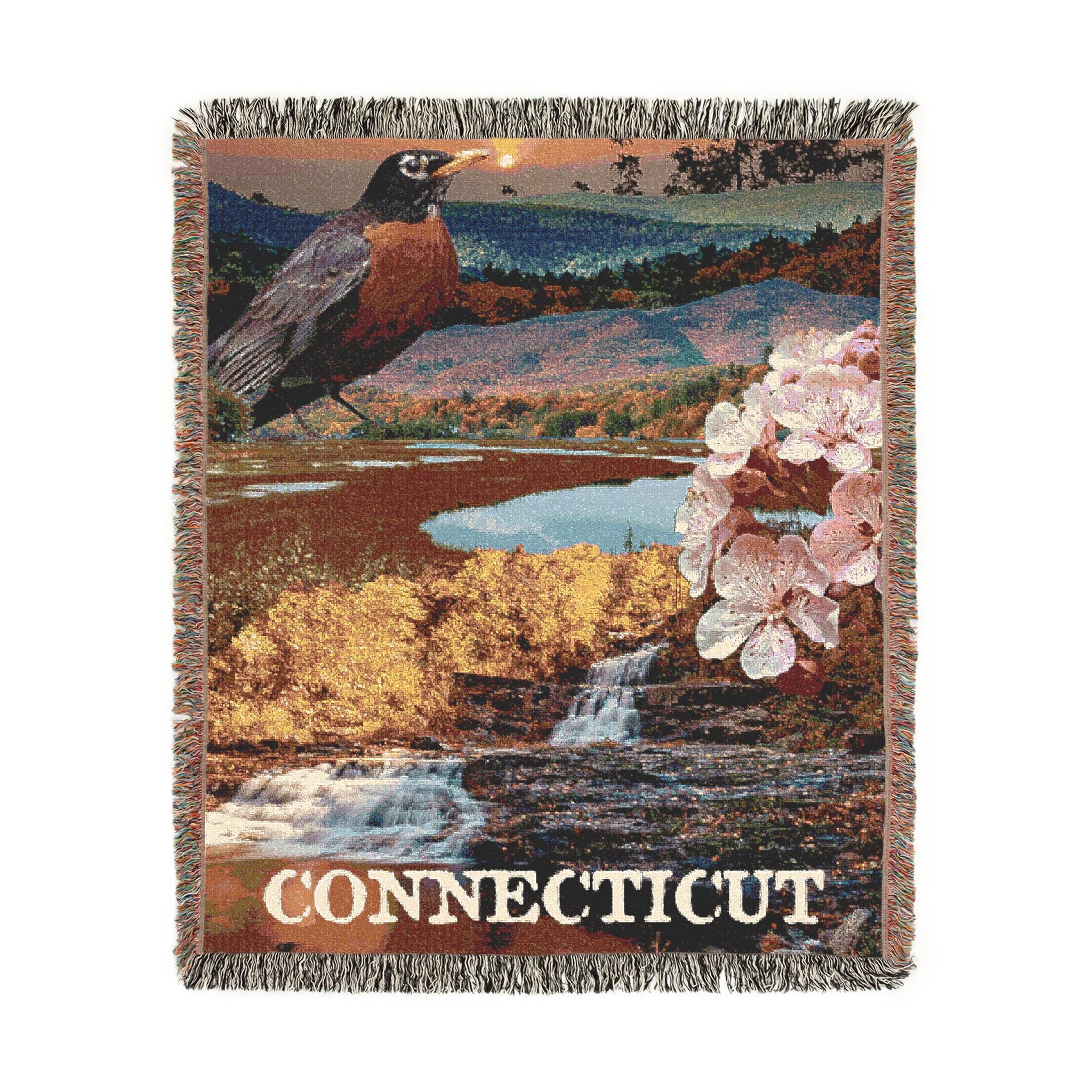 Cozy Connecticut State Symbols Throw Blanket - 52x37 Inch Scenic