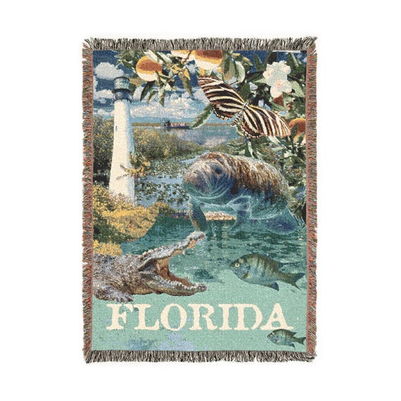 Cozy Florida State Symbols Throw Blanket - 52x37 Inch Tropical