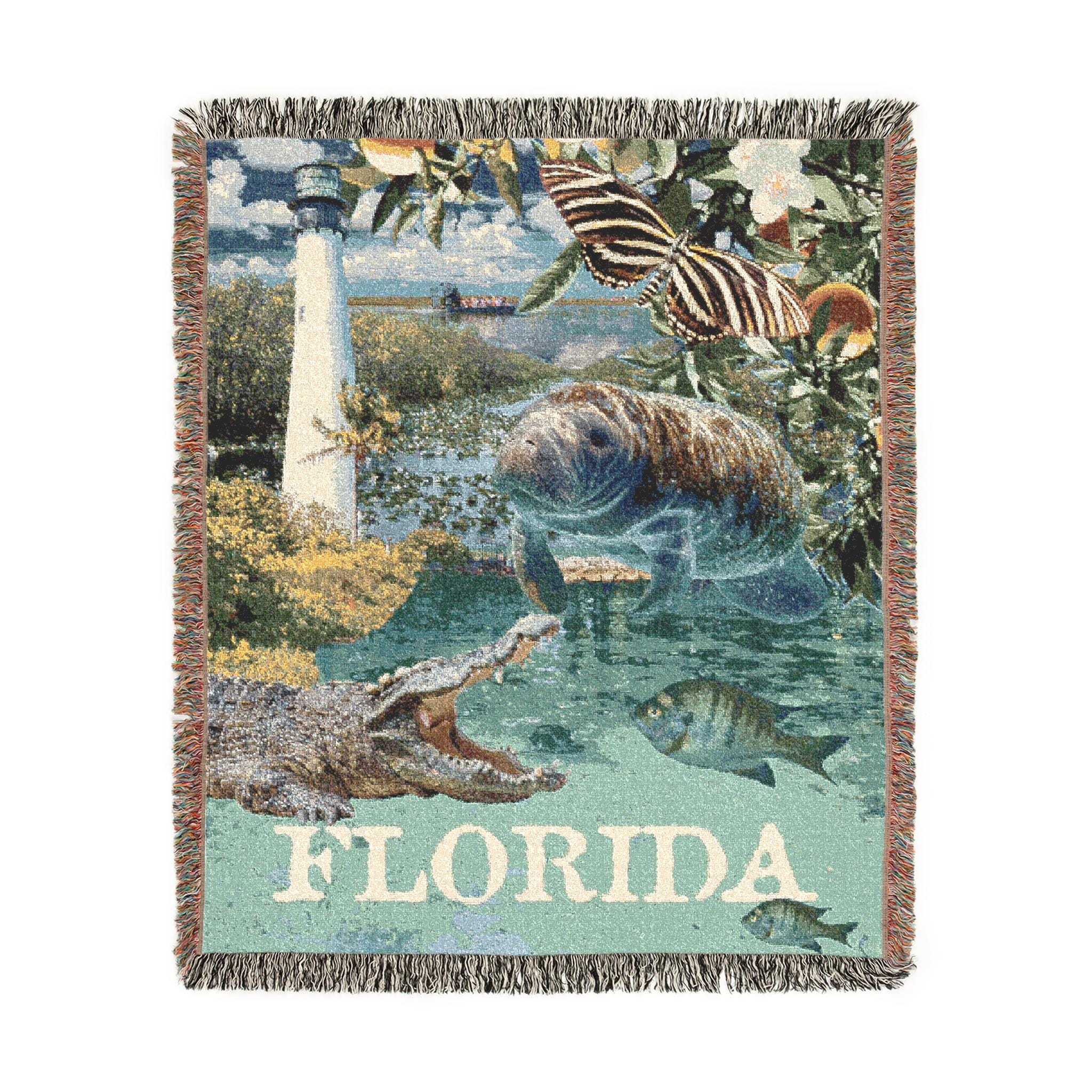 Cozy Florida State Symbols Throw Blanket - 52x37 Inch Tropical