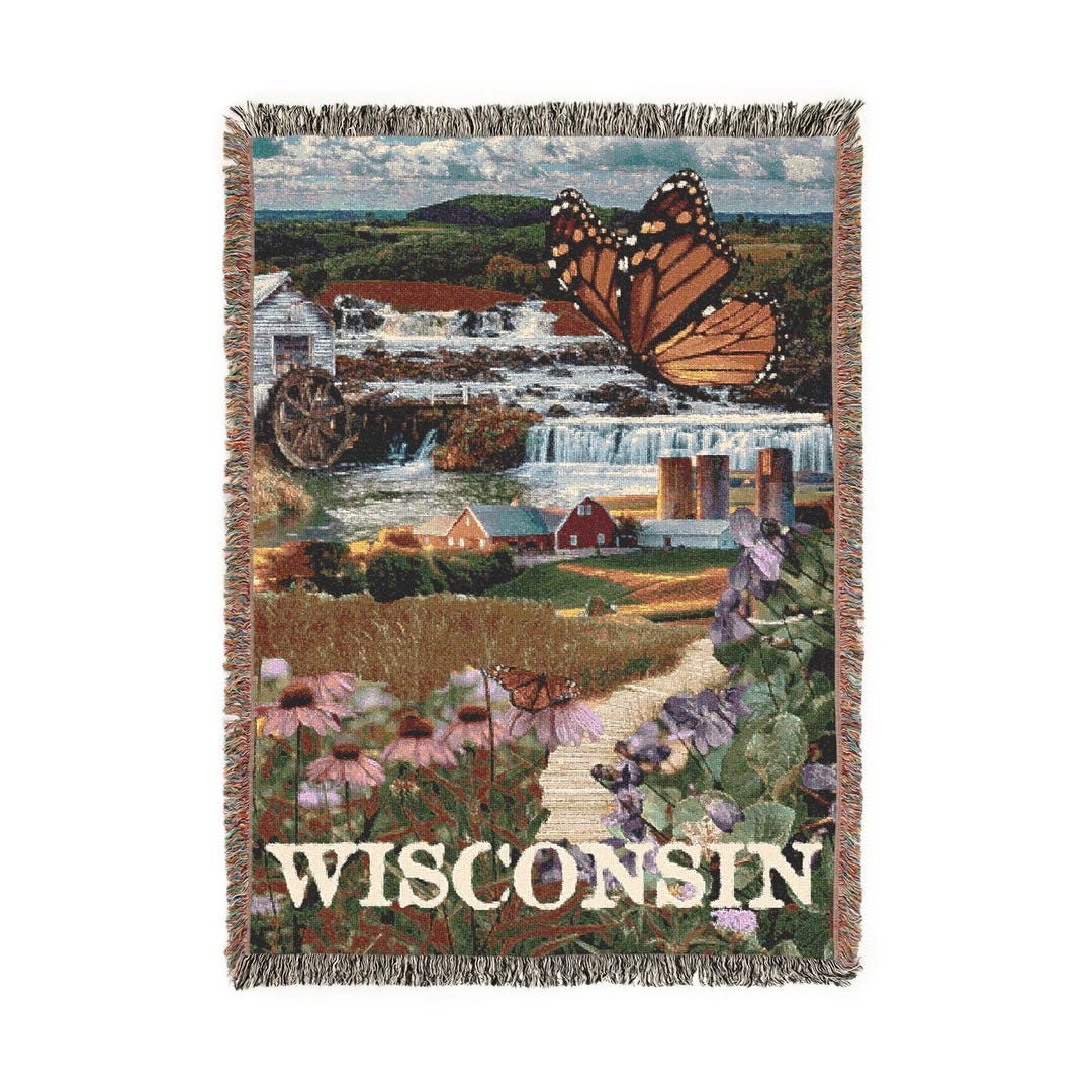 Cozy Wisconsin State Symbols Throw Blanket - 52x37 Inch Scenic Monarch ...