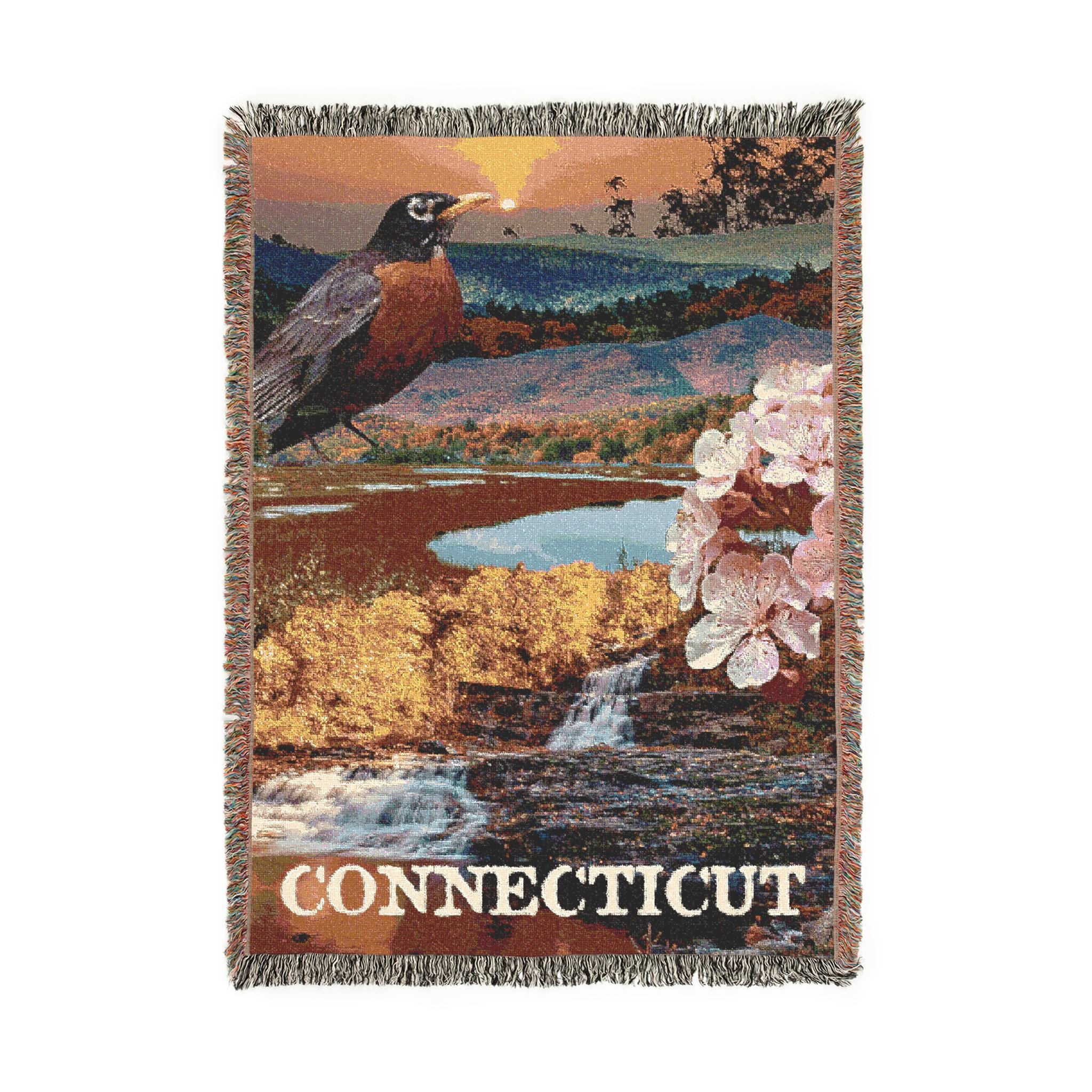 Cozy Connecticut State Symbols Throw Blanket - 52x37 Inch Scenic