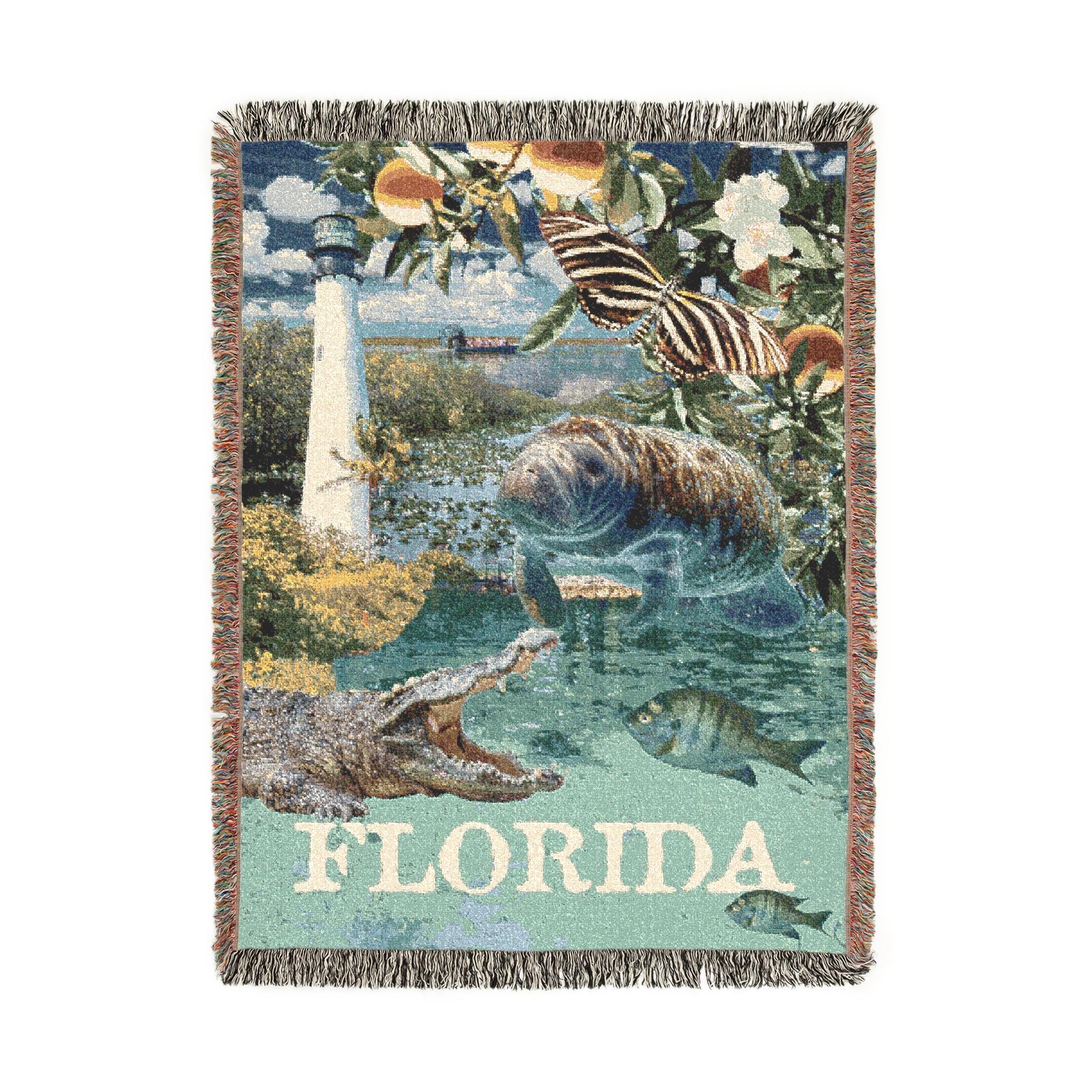 Cozy Florida State Symbols Throw Blanket - 52x37 Inch Tropical