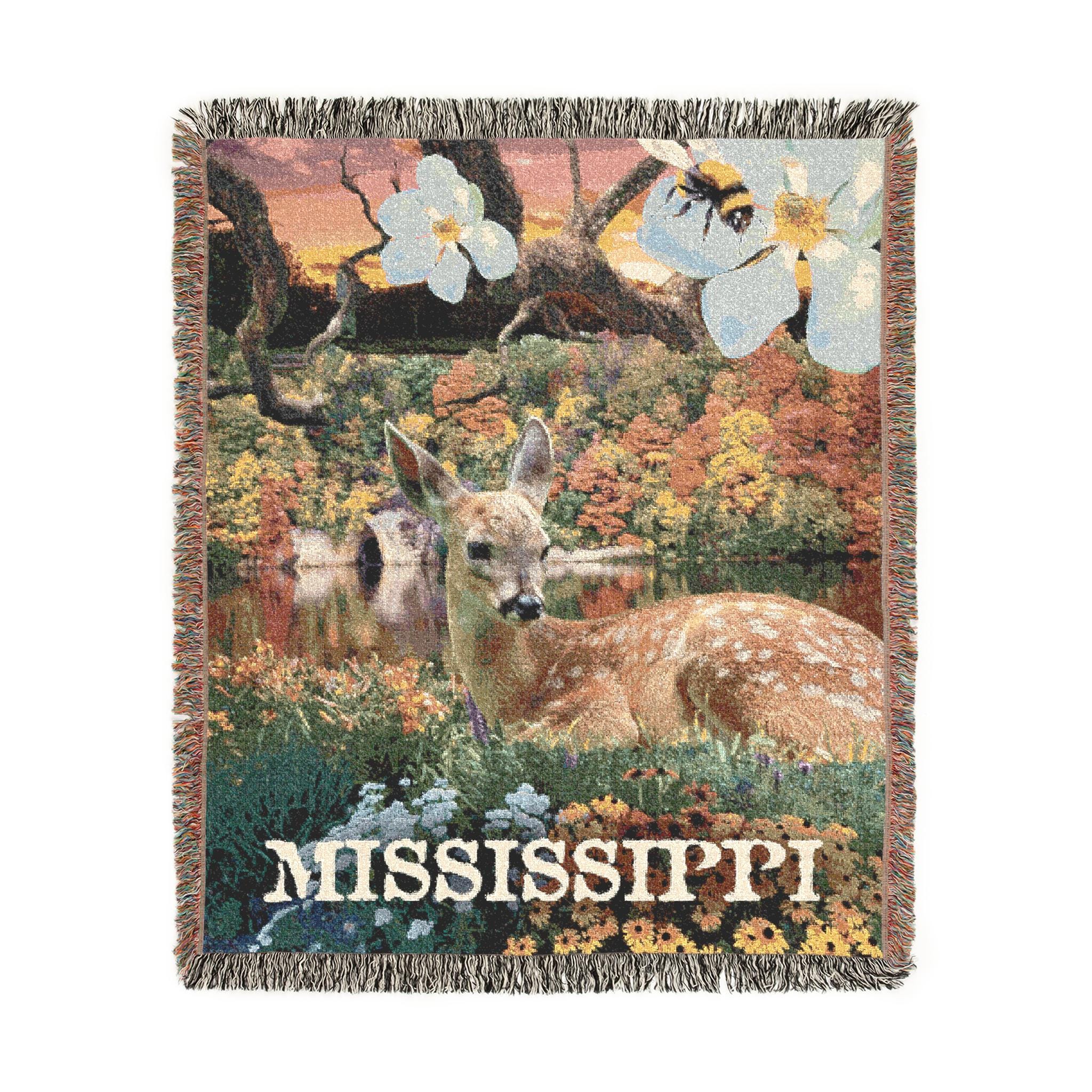 Cozy Mississippi Throw Blanket - 52x37 Inch Scenic Deer, Magnolia