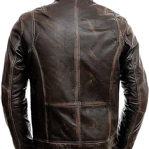 Real Cowhide Full Grain Dual Zip Closure Motorcycle Distressed Brown ...