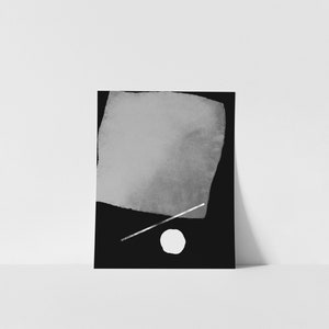 Dark Abstract Shape Art, Black and White, Monochrome Minimal Art, Modern Interior Design, Instant Digital Download, Wall Art Poster Prints
